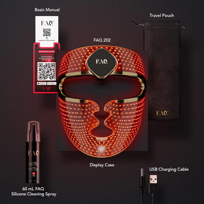FAQ™ 202 - Smart Anti Aging NIR & 7-LED Light Face Mask + FAQ Silicone Cleaning Spray 60 ml included